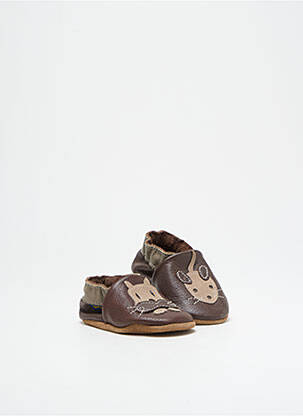 Chaussons/pantoufles semelle extérieure cuir bout rond marron BELLAMY garçon
