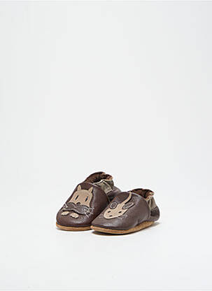 Chaussons/pantoufles semelle extérieure cuir bout rond marron BELLAMY garçon
