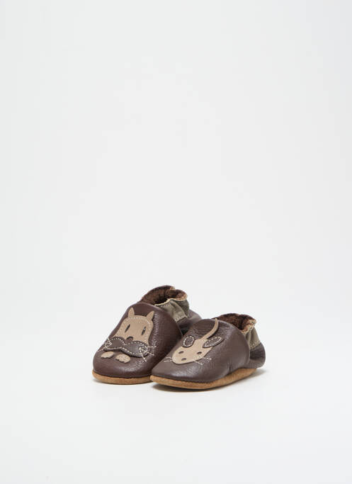 Chaussons/pantoufles semelle extérieure cuir bout rond marron BELLAMY garcon