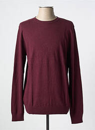 Pull tissage chiné manches longues rouge SELECTED homme