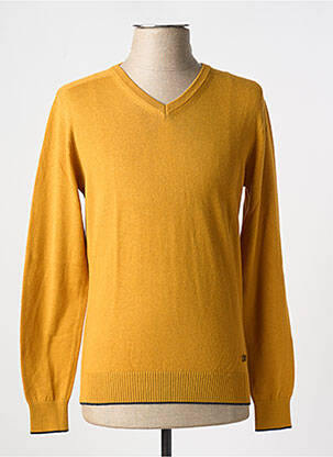 Pull col v manches longues jaune IZAC homme