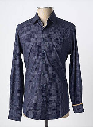 Chemise manches longues imprimé fantaisie bleu IZAC homme