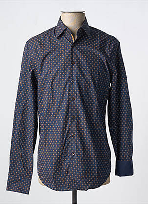 Chemise manches longues imprimé fantaisie bleu IZAC homme