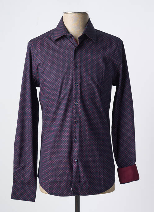 Chemise manches longues imprimé fantaisie bleu IZAC homme