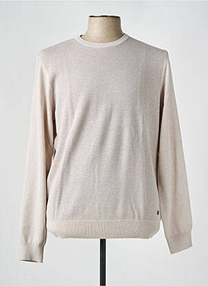 Pull maille souple et aérée manches longues beige IZAC homme
