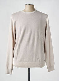 Pull maille souple et aérée manches longues beige IZAC homme