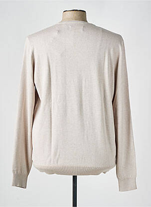 Pull maille souple et aérée manches longues beige IZAC homme