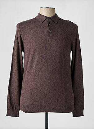 Pull col polo manches longues marron SELECTED homme
