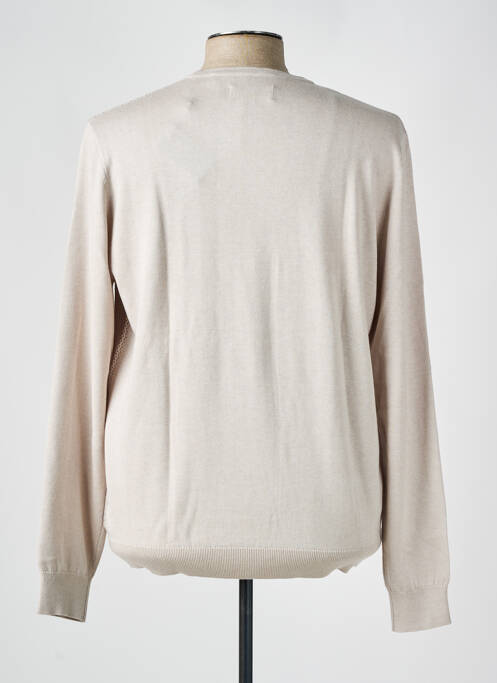 Pull maille souple et aérée manches longues beige IZAC homme