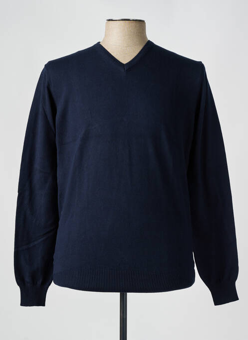 Pull col v manches longues bleu IZAC homme