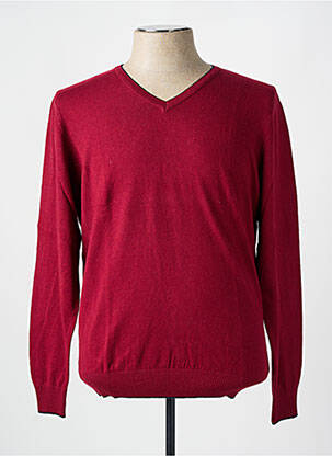 Pull col v manches longues rouge IZAC homme