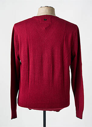 Pull col v manches longues rouge IZAC homme