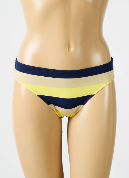 Bas de maillot de bain imprimé rayures culotte jaune ANDRES GARCIA femme