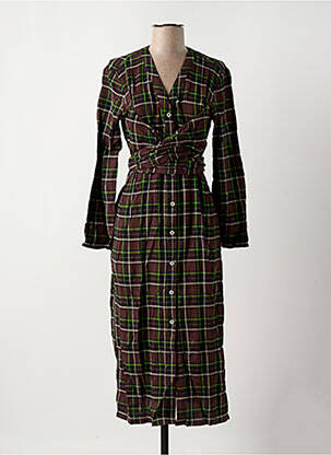 Robe mi-longue manches longues manches longues marron NICE THINGS femme