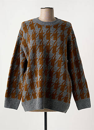 Pull col rond manches longues marron NICE THINGS femme