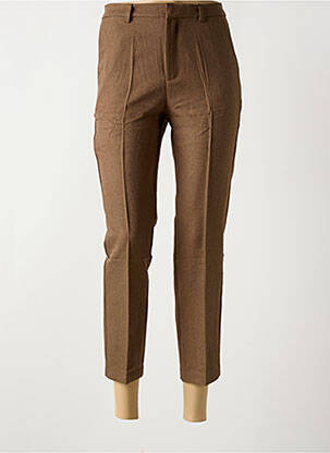 Pantalon 7/8 fermeture zippée sous rabat avec crochet taille normale marron SARAH JOHN femme
