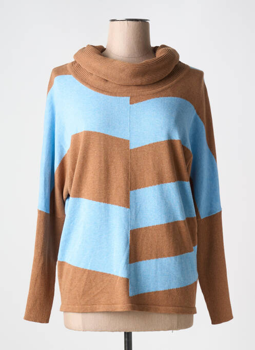 Pull col roulé marron MARBLE pour femme