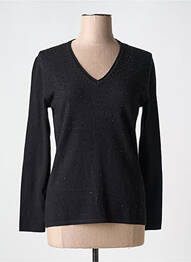 Pull coupe cintrée manches longues noir MARBLE femme
