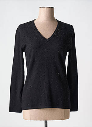 Pull coupe cintrée manches longues noir MARBLE femme