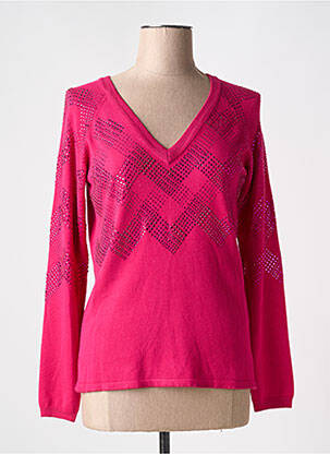 Pull coupe cintrée manches longues rose LEO & UGO femme