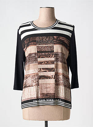 Pull coupe cintrée manches 3/4 noir TUZZI femme
