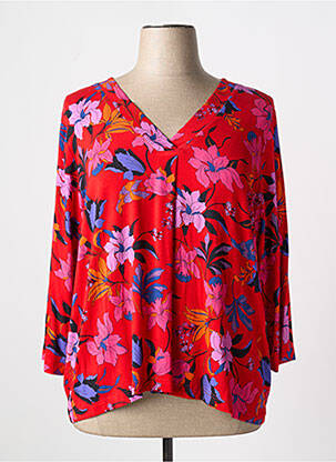 T-shirt col v manches 3/4 rouge GRIFFON femme