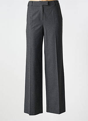 Pantalon flare fermeture zippée sous rabat avec crochet taille haute gris LE COMTE femme