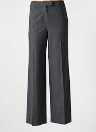 Pantalon flare fermeture zippée sous rabat avec crochet taille haute gris LE COMTE femme