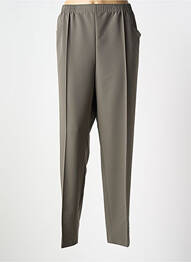 Pantalon droit tissage crêpe taille normale vert GRIFFON femme