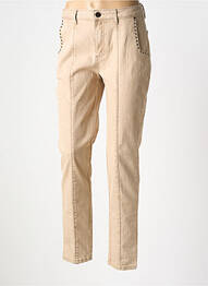 Jeans coupe slim stretch taille haute beige FUEGO WOMAN femme
