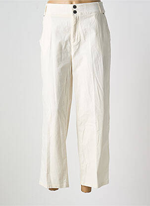 Pantalon large fermeture zippée sous rabat boutonné taille haute beige STREET ONE femme