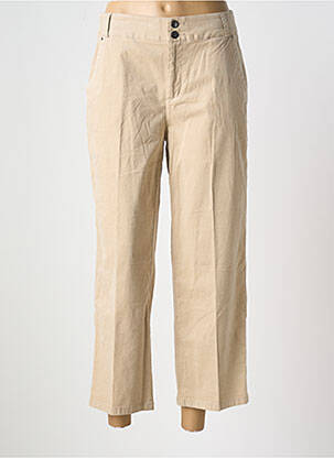 Pantalon large fermeture zippée sous rabat boutonné taille haute beige fonce STREET ONE femme