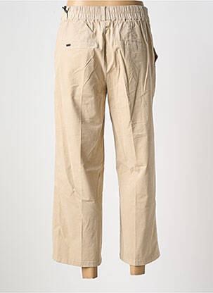 Pantalon large fermeture zippée sous rabat boutonné taille haute beige fonce STREET ONE femme