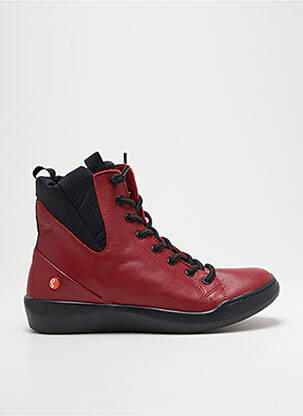 Baskets matière lisse talon plat jusqu'à 3cm rouge SOFTINOS femme
