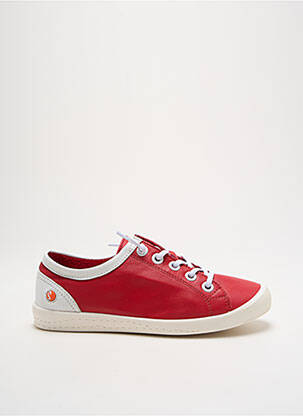 Baskets matière lisse talon plat jusqu'à 3cm rouge SOFTINOS femme