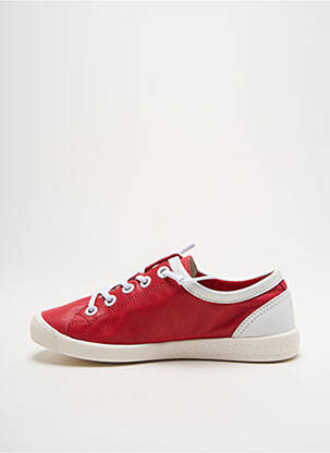 Baskets matière lisse talon plat jusqu'à 3cm rouge SOFTINOS femme