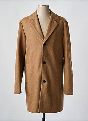 Manteau long manches longues sans capuche marron JACK & JONES homme