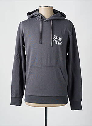 Sweat-shirt à capuche broderie manches longues gris CELIO homme