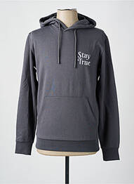 Sweat-shirt à capuche broderie manches longues gris CELIO homme