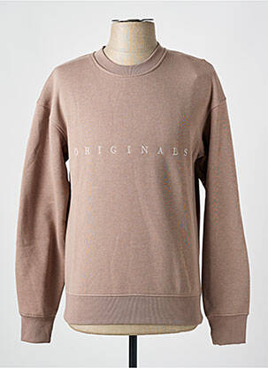 Sweat-shirt broderie manches longues marron JACK & JONES homme