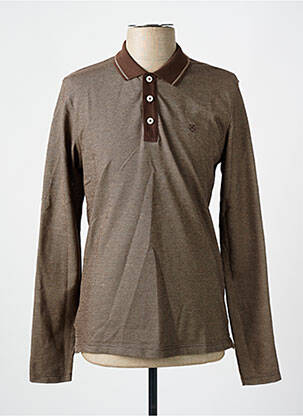 Polo tissage chiné manches longues marron JACK & JONES homme