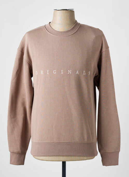 Sweat-shirt stretch manches longues marron JACK & JONES homme