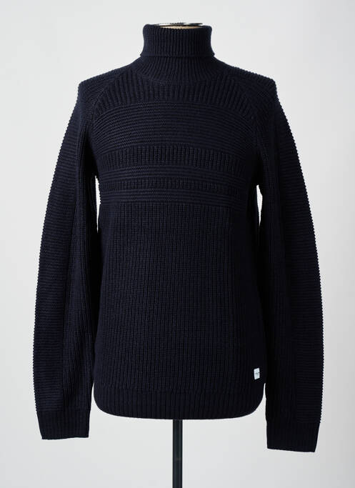 Pull col roulé bleu JACK & JONES pour homme