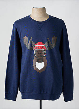 Pull col rond manches longues bleu RUCKFIELD homme
