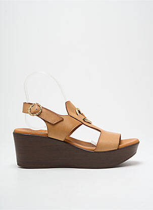 Sandales/nu pieds matière lisse talon de 7 à 9cm marron PAULA URBAN femme