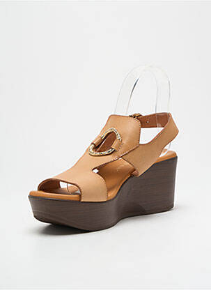 Sandales/nu pieds matière lisse talon de 7 à 9cm marron PAULA URBAN femme