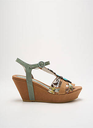 Sandales/nu pieds tissage satiné talon de 7 à 9cm vert REGARD femme