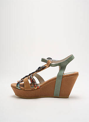 Sandales/nu pieds tissage satiné talon de 7 à 9cm vert REGARD femme