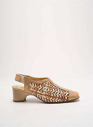 Sandales/nu pieds tissage satiné talon de 4 à 6cm beige OMBELLE femme