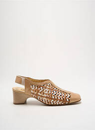 Sandales/nu pieds tissage satiné talon de 4 à 6cm beige OMBELLE femme